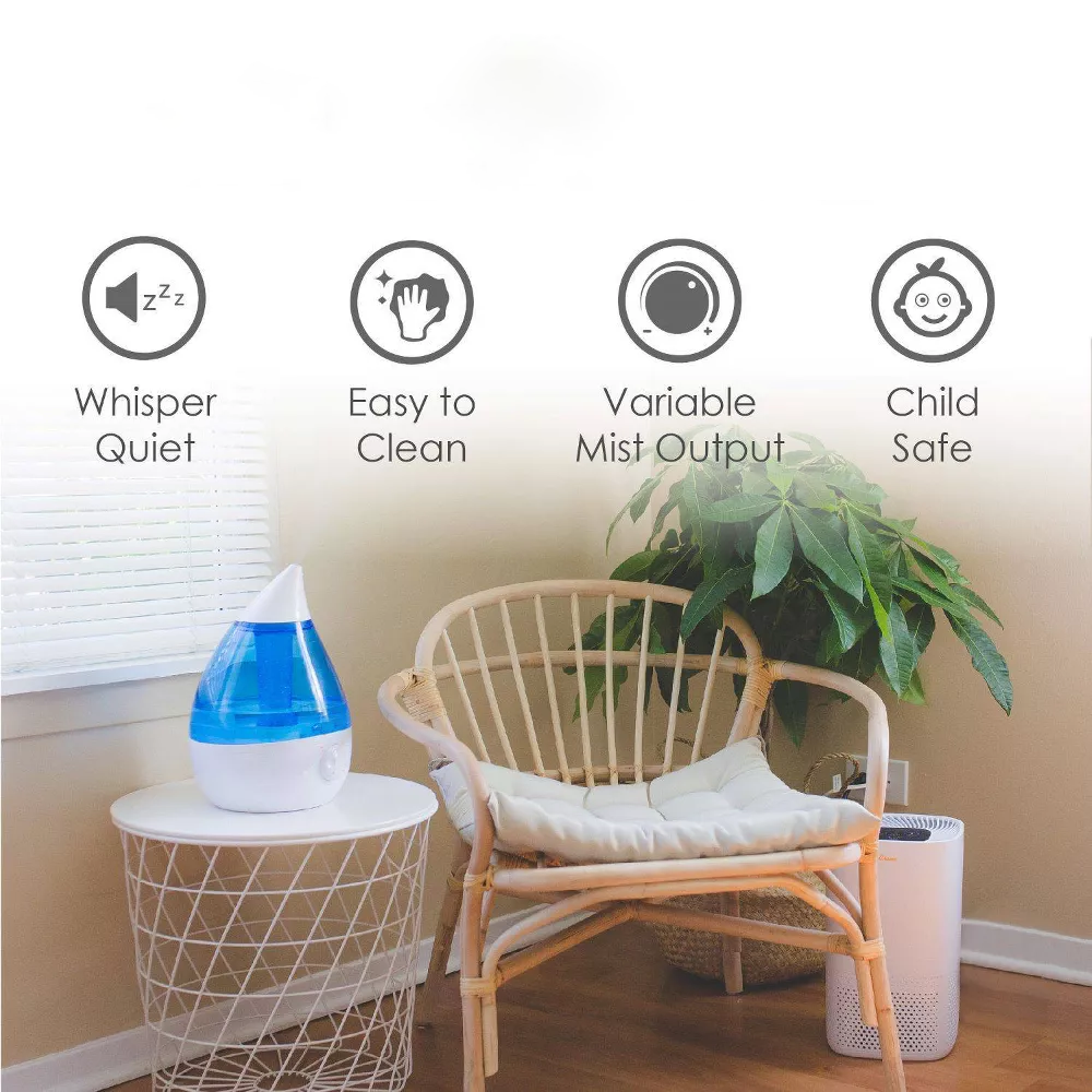 Filter‑Free Drop‑Shaped Ultrasonic Cool Mist Humidifier